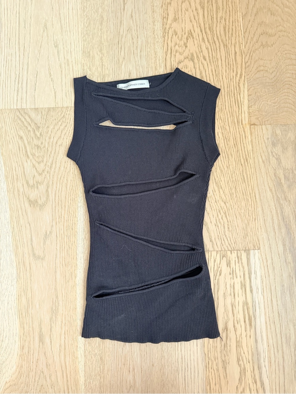 Christopher Esber Black Sleeveless Cutout Ribbed Tank